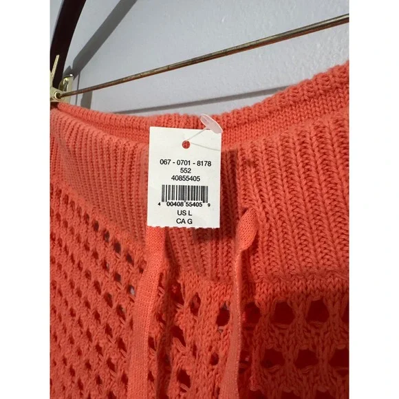 NWT Aerie AEO Orange Crochet Vacay Wide Leg Beach CoverUp Drawstring Waist Large - Picture 5 of 11